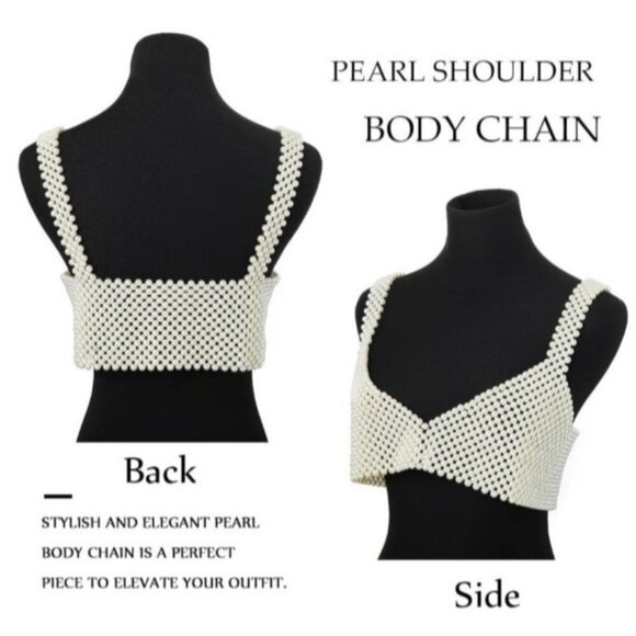 Beaded Tank Top Pearls Bra One Size - Picture 8 of 10